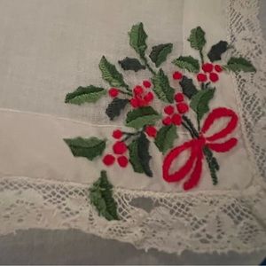 Pretty Vintage Holly Handkerchief